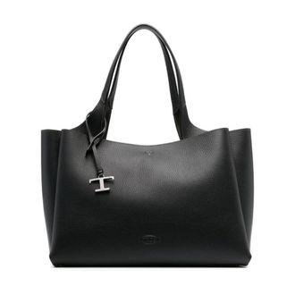 Tod's Tassen, Dames, Zwart, ONE Size, Leer, T Timeless Medium Leren Shopper