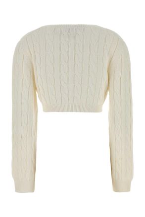 Prada Womens White Cotton Sweater Bianco Exterior: Maglieria