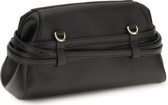 Moschino Womens Clutch With Belt Detail Black Goatskin (hircus Goatskin) Shoulder Bags