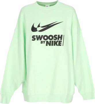 Nike Groen/Zwart Crewneck Sweatshirt met Swoosh Logo - Dames - Sportshirts - Groen - L - Katoen - Fitness