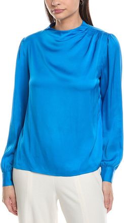 Elie Tahari Draped Novelty Silk-Blend Blouse