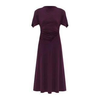 Victoria Beckham Midi Dresses, female, Purple, Size: 2XS Asymmetric Draped Dress