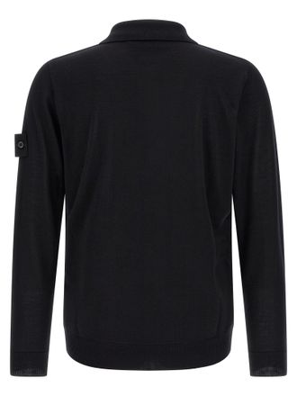 Stone Island Virgin Wool Polo - Black