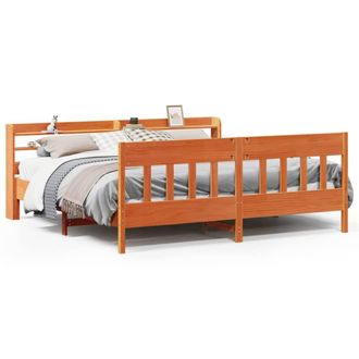 Berkfield Home Bed Frame without Mattress Wax Brown 200x200 cm Solid Wood Pine