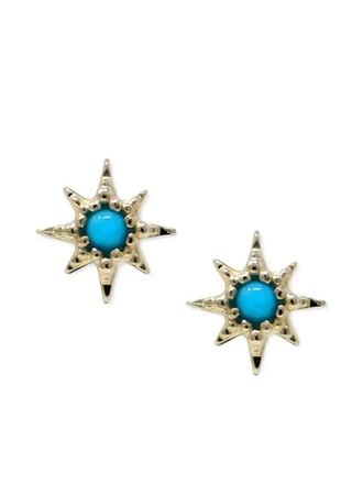Anzie 14K yellow gold Aztec Micro Starburst stud earrings - women - 14kt Yellow Gold/Turquoise - One Size