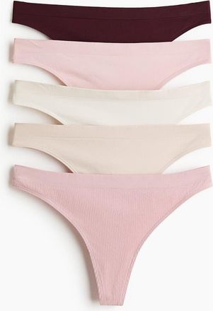 H&M 5-pack Seamless Thong Briefs in Light Pink/burgundy at Nordstrom, Size X-Small