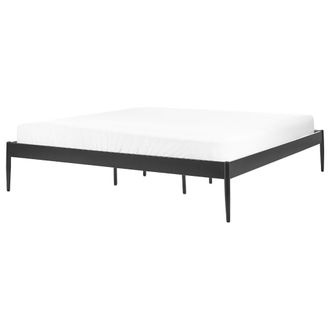 Beliani Cama Con Somier De Metal Negro 180 X 200 Cm Listones Industrial Vaurs