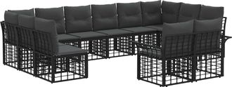 vidaXL Conjunto De Sof&aacute;s De Exterior 12 Uds. Negro Y Gris Oscuro Vidaxl