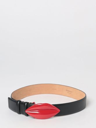 Fiorucci Lips Calf Leather Belt with Metal Buckle