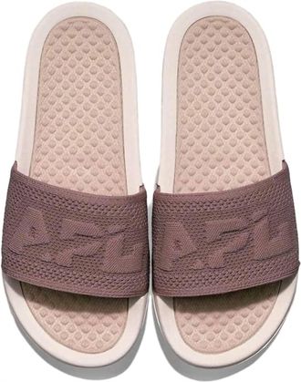 Athletic Propulsion Labs Womens Big Logo Techloom Slide Sandal In Creme/rose Dust/beachwood