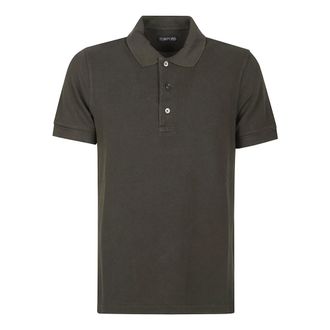 Tom Ford Polo Shirts, male, Green, Size: XL Piquet Polo