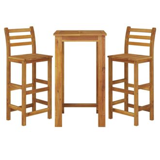 vidaXL Mesa Y Taburetes Altos De Jard&iacute;n 3 Pzas Madera Maciza Acacia Vidaxl