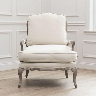 Voyage Maison Florence Natural Linen Country Chair in Stone
