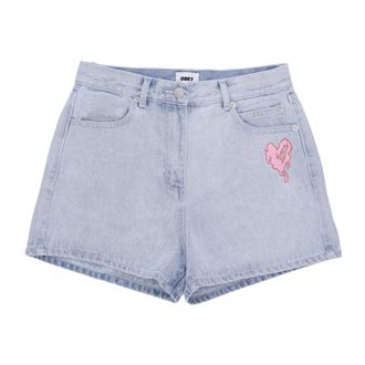 Obey Dames, Korte broeken, Blauw, Maat: W27 Katoen