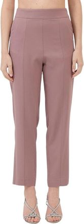 Federica Tosi Hoge taille sigarettenbroek in rozenhout - Dames - Straight fit broeken - Roze - S - Polyester - Broeken