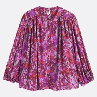 La Redoute Collections Blouse met maokraag en bloemenprint, 3/4 mouwen