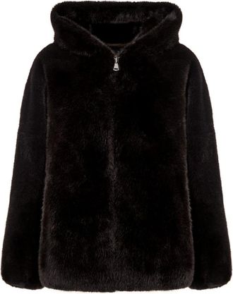 Cesare Gaspari Stijlvolle Capuchon Jas van Imitatiebont Reyna - Dames - Jassen - Bruin - L - Polyester - Jassen