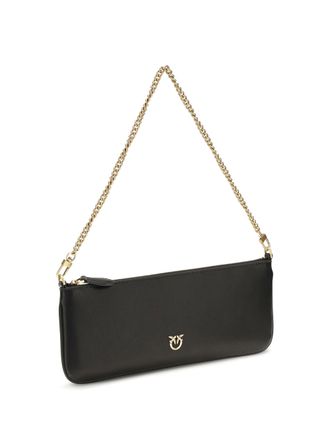 Pinko Womens Shoulder Bag Horizontal Flat Leather Black-Antique Gold Calf (bos Taurus) Wallets & Purses Black/antique