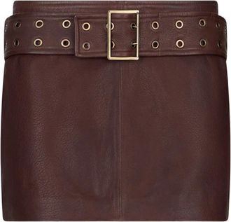 Liu Jo Minigonna in pelle con cintura - Marrone