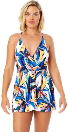 Anne Cole Womens Swim Dress With Skirted Bottom in Riviera Floral at Nordstrom, Size 16