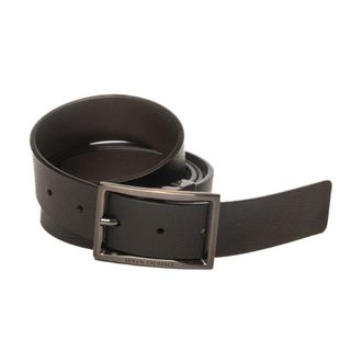 A|X Armani Exchange Synthetisch Lederen Riem met Rechthoekige Gesp - Heren - Riemen - Zwart - ONE Size - Leer - Accessoires