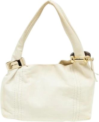 Jimmy Choo London Pre-owned Leren Tote - Dames - Vintage Schoudertas - Wit - ONE Size - Leer - Vintage