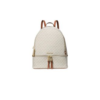 Michael Kors Rhea Large Logo Rugzak - Dames - Tassen - Beige - Maat: ONE Size Katoen