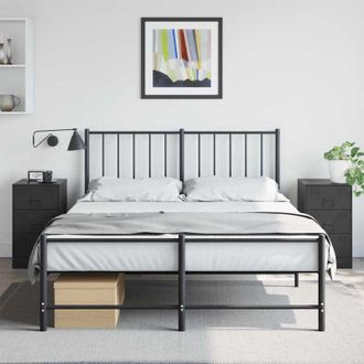 vidaXL Mesitas De Noche 2 Unidades Acero Negro 34,5x39x62 Cm Vidaxl