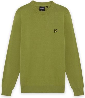 Lyle & Scott Mid Knits Katoenen Trui met Ronde Hals - Heren - Ronde hals truien - Groen - XL - Katoen - Truien & Vesten