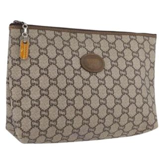 Gucci Pre-owned Clutches, female, Beige, Size: ONE SIZE Pre-owned Vintage GG Canvas Clutch