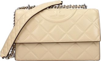 Tory Burch Leren Crossbodytas - Dames - Schoudertassen - Beige - ONE Size - Leer - Tassen