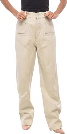 Isabel Marant Beige Straight Flat Front Pants
