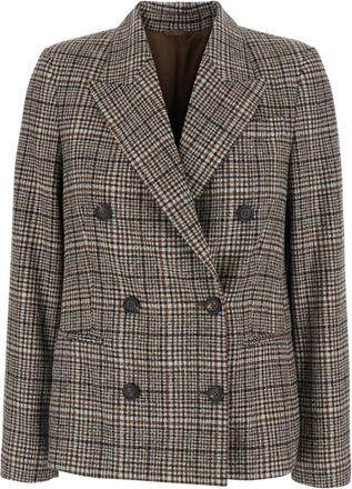 Brunello Cucinelli Dubbele-knoop Jas - Dames - Blazers - Beige - L - Wol - Jassen