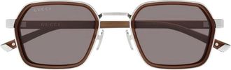 Gucci Logo Zonnebril - Heren - Zonnebrillen - Bruin - 51 MM - Nylon - Accessoires