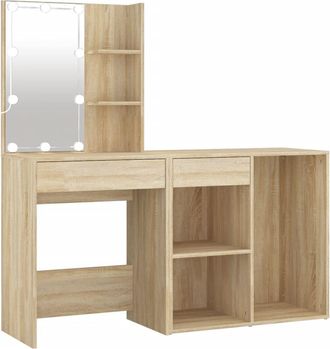 vidaXL Vidaxl - Tocador Con Led Y Armario Madera Contrachapada Roble Sonoma