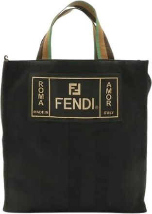 Fendi Pre-owned Pequin Nylon Tote Bag - Dames - Vintage Shopper - Zwart - ONE Size - Nylon - Vintage