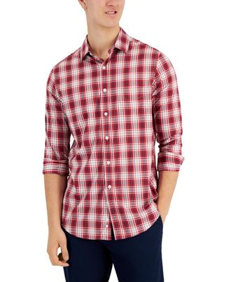 Club Room Mens Modern Plaid Button-Up Shirt