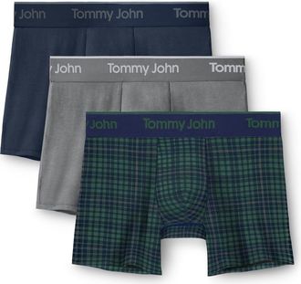 Tommy John Assorted 3-Pack Second Skin 4-Inch Stretch Modal Boxer Briefs in Dress Blues/Monument/Greener Pastures Flannels at Nordstrom, Size Xx-Large