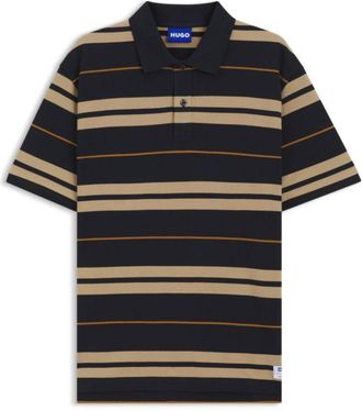 HUGO BOSS Regular-fit polo in cotton pique with engineered stripes