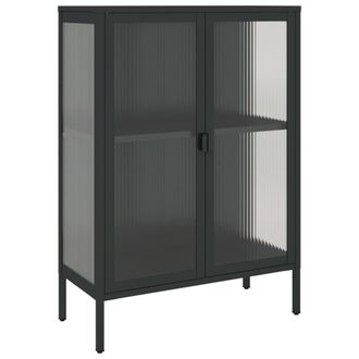 vidaXL Vidaxl - Aparador Alto Vidrio Y Acero Negro 75x35x105 Cm