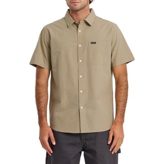 Quiksilver Shore Break Classic Short Sleeve Cotton Button-Up Shirt in Seneca Rock at Nordstrom, Size Xx-Large