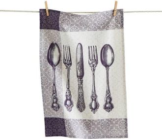 Tag Flatware Bold Artwork Dishtowel Purple Multi Cotton Everyday at Nordstrom