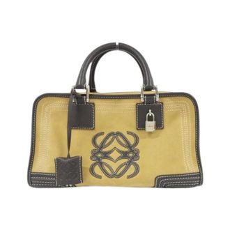 Loewe Pre-owned Handbags, male, Yellow, Size: ONE SIZE Pre-owned Amazona Suede Handbag