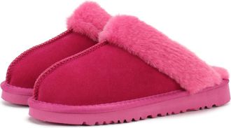 Generic Womens Fuzzy Memory Foam House Slippers Comfy Fluffy Winter Scuff Slippers Warm & Cozy Indoor Slip-On Scuffette Slides for Bedroom,Rose Red,7.5 UK