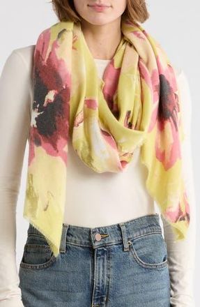 Vince Camuto Inky Floral Supersoft Wrap Scarf in Chartreuse at Nordstrom Rack