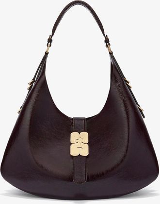Ganni Brown Large Kat Bag in Shine