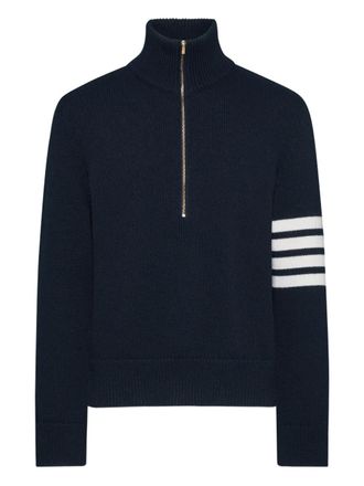 Thom Browne 4-Bar funnel-neck wool sweater - men - Virgin Wool - 00 - Blue