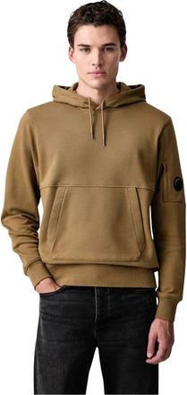 C.P. Company Felpa con cappuccio Lens in pile a coste diagonali - - Sweatshirts & Hoodies - Uomo - Verde - M