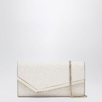 Jimmy Choo London Emmie Pouch With Light Gold Micro-Glitter