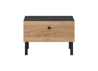 AKL FURNITURE Mesita de noche efecto madera Crema y Gris